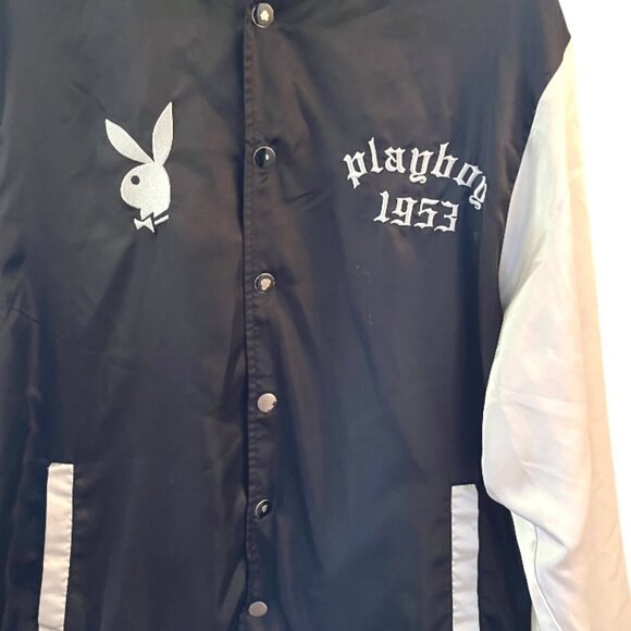 Playboy Official Black & White Varsity Jacket with Iconic Bunny Logo Size Large - Picture 6 of 11